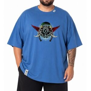 LRG Roots People T Shirt Men 4XL Blue Embroidered Streetwear Hip Hop Cotton Tee